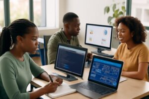Formation Licence 1 Tronc Commun Digital Abidjan — Étudiants ISD en cours pratique