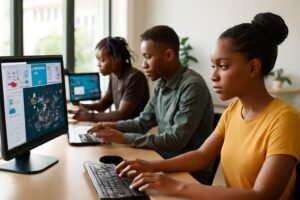 Formation Intelligence Artificielle Abidjan — Étudiants ISD en cours pratique