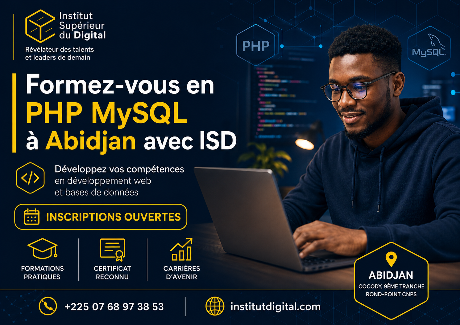Formez-vous en PHP MySQL à Abidjan avec ISD