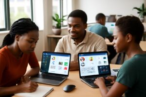 Formation création site web Abidjan — Étudiants ISD en cours pratique