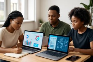 Formation Copywriting Abidjan — Étudiants ISD en cours pratique