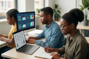 Formation Webflow Abidjan — Étudiants ISD en cours pratique