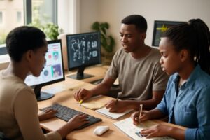 Formation No-Code & IA Générative Abidjan — Étudiants ISD en cours pratique