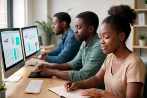 Formation Marketing Digital Abidjan — Étudiants ISD en cours pratique