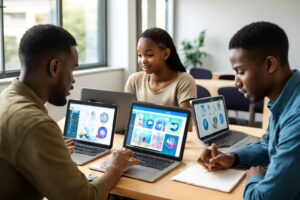 Formation E-commerce Abidjan — Étudiants ISD en cours pratique