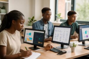 Formation No-Code & IA Générative Abidjan — Étudiants ISD en cours pratique